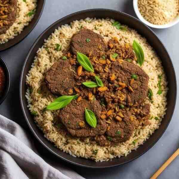 Плов с бараниной и бурым рисом